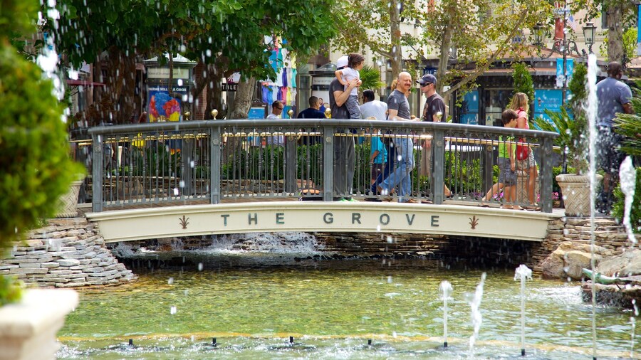 The Grove which includes a fountain, a bridge and a pond