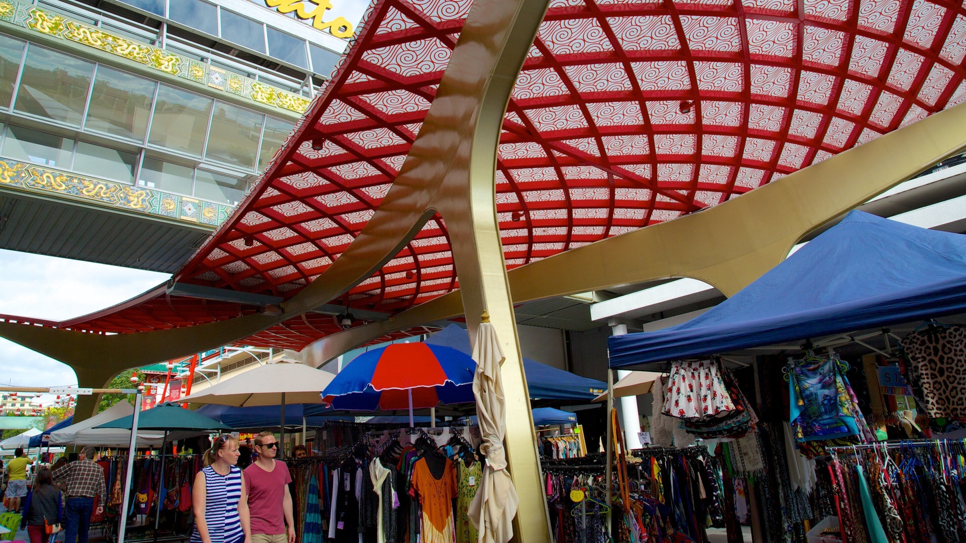 Brisbane som viser en by, markeder og gadeliv