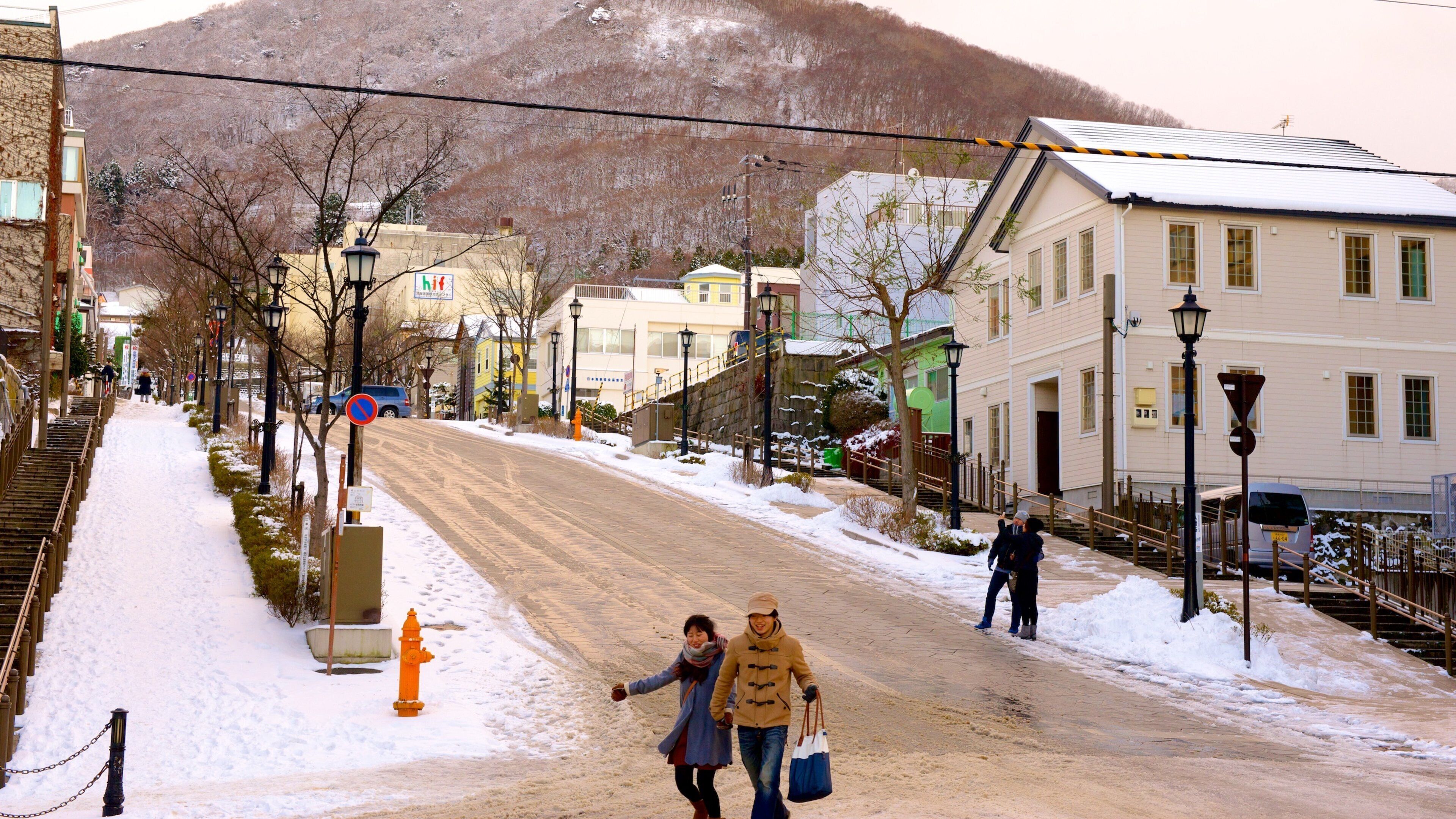 Hakodate mostrando nieve y escenas urbanas y también un pequeño grupo de personas