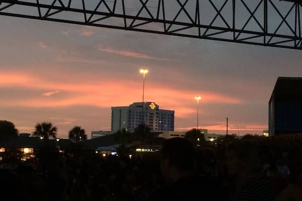 Beautiful sunset behind Hard Rock Casino as viewed from the Amphitheatre. Reminds me of sky from ghostbusters 2. NIN and Soundgarden concert this night was awesome as well.