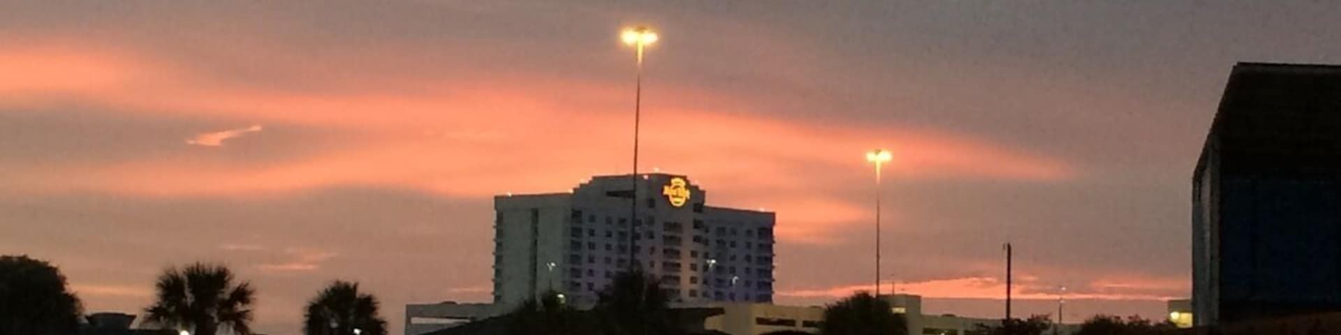 Beautiful sunset behind Hard Rock Casino as viewed from the Amphitheatre.  Reminds me of sky from ghostbusters 2.  NIN and Soundgarden concert this night was awesome as well.
