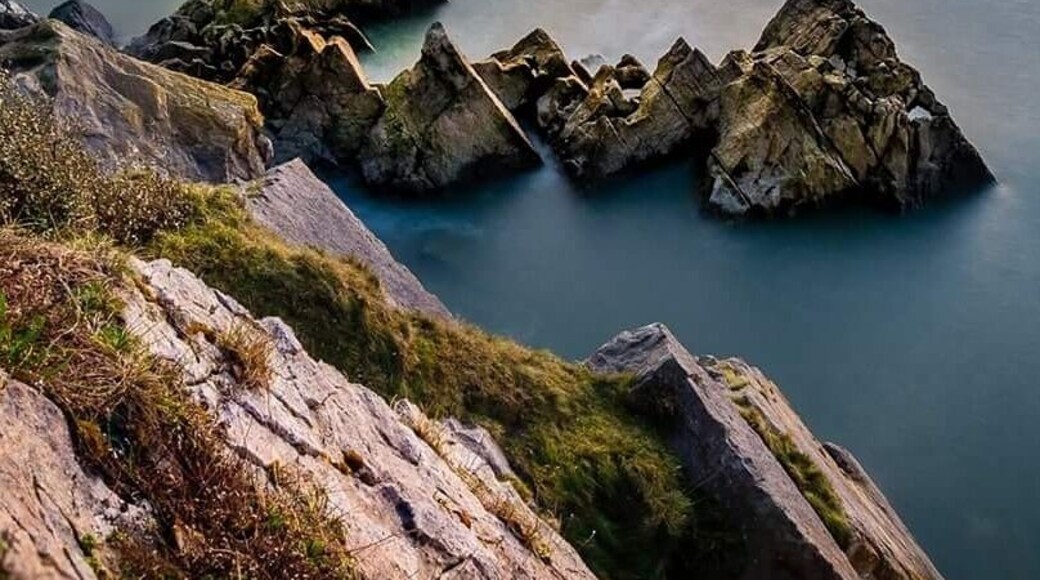 Looking down from the coastal path. Steep and narrow, be careful!