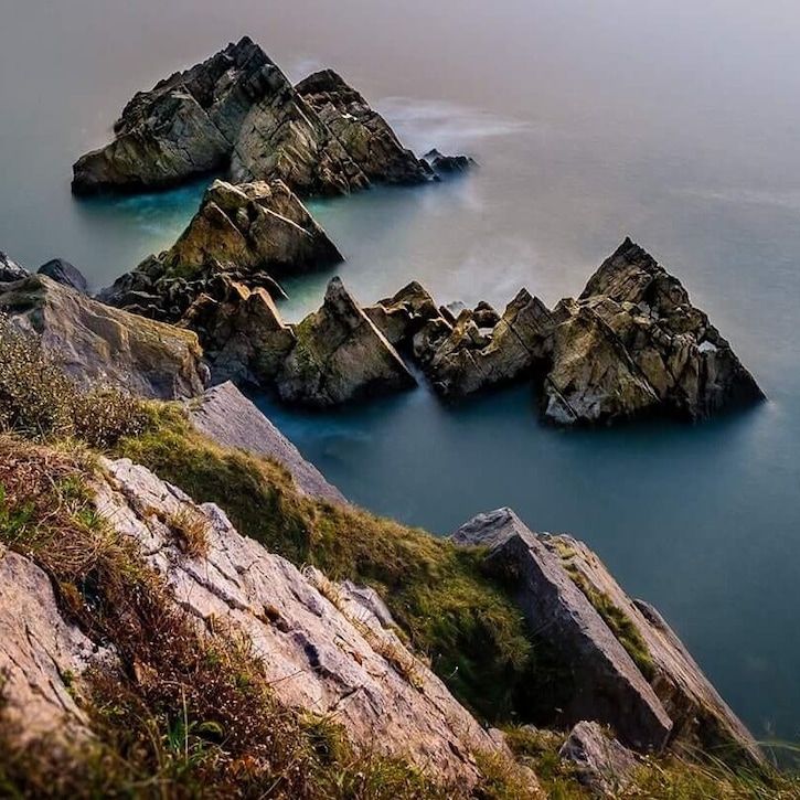 Looking down from the coastal path. Steep and narrow, be careful!