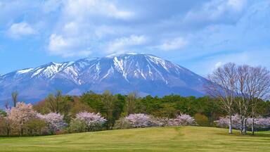 Panoramic of Iwate mountain in Spring of Morioka, Iwate District, in Japan.