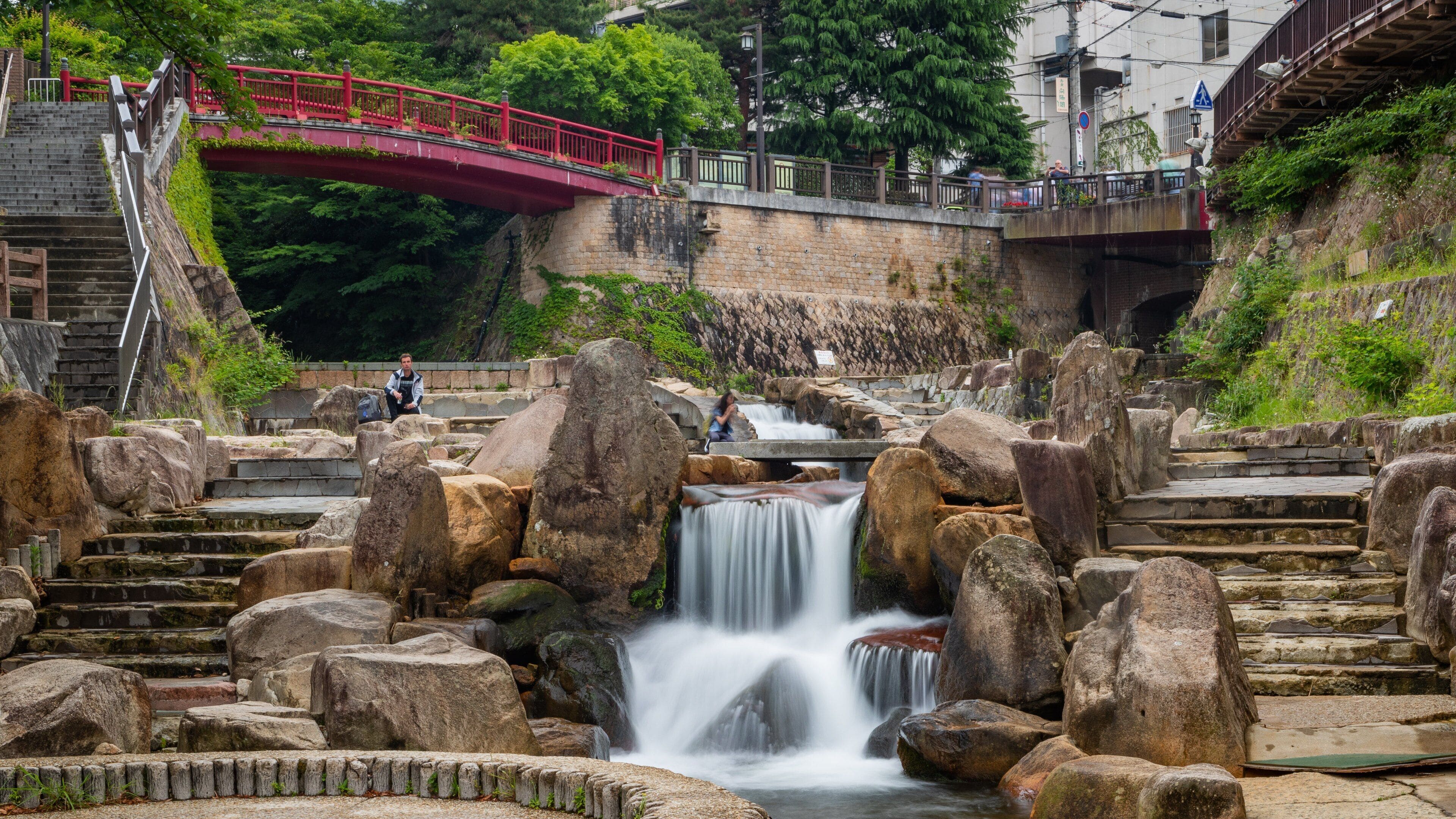 Arima Hot Springs which includes a garden and a river or creek