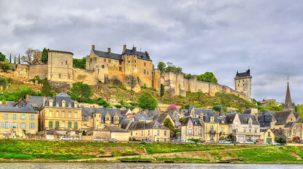 Chinon castle above the Vienne river in France