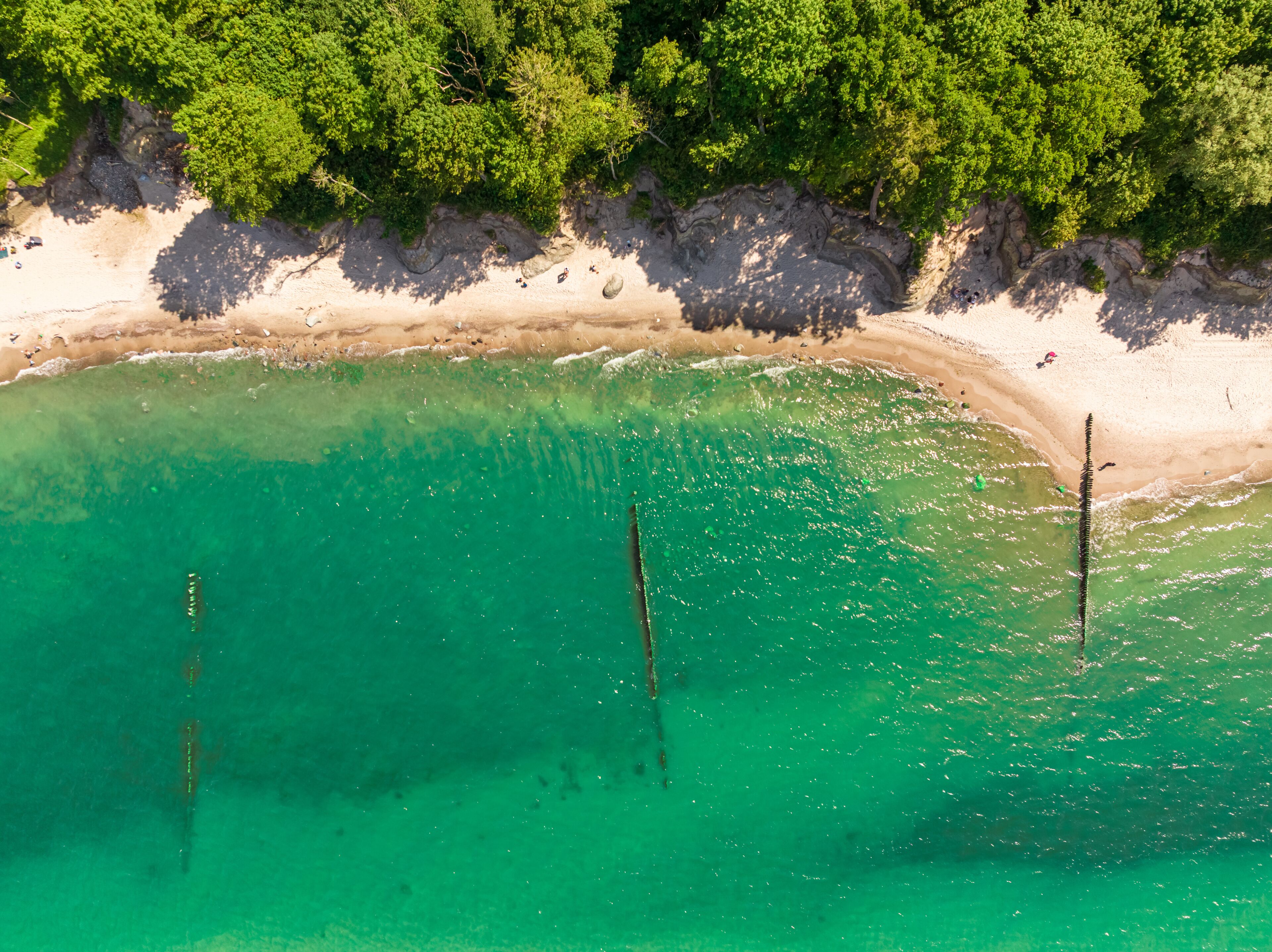 Narrow beach in Baltic Sea in summer