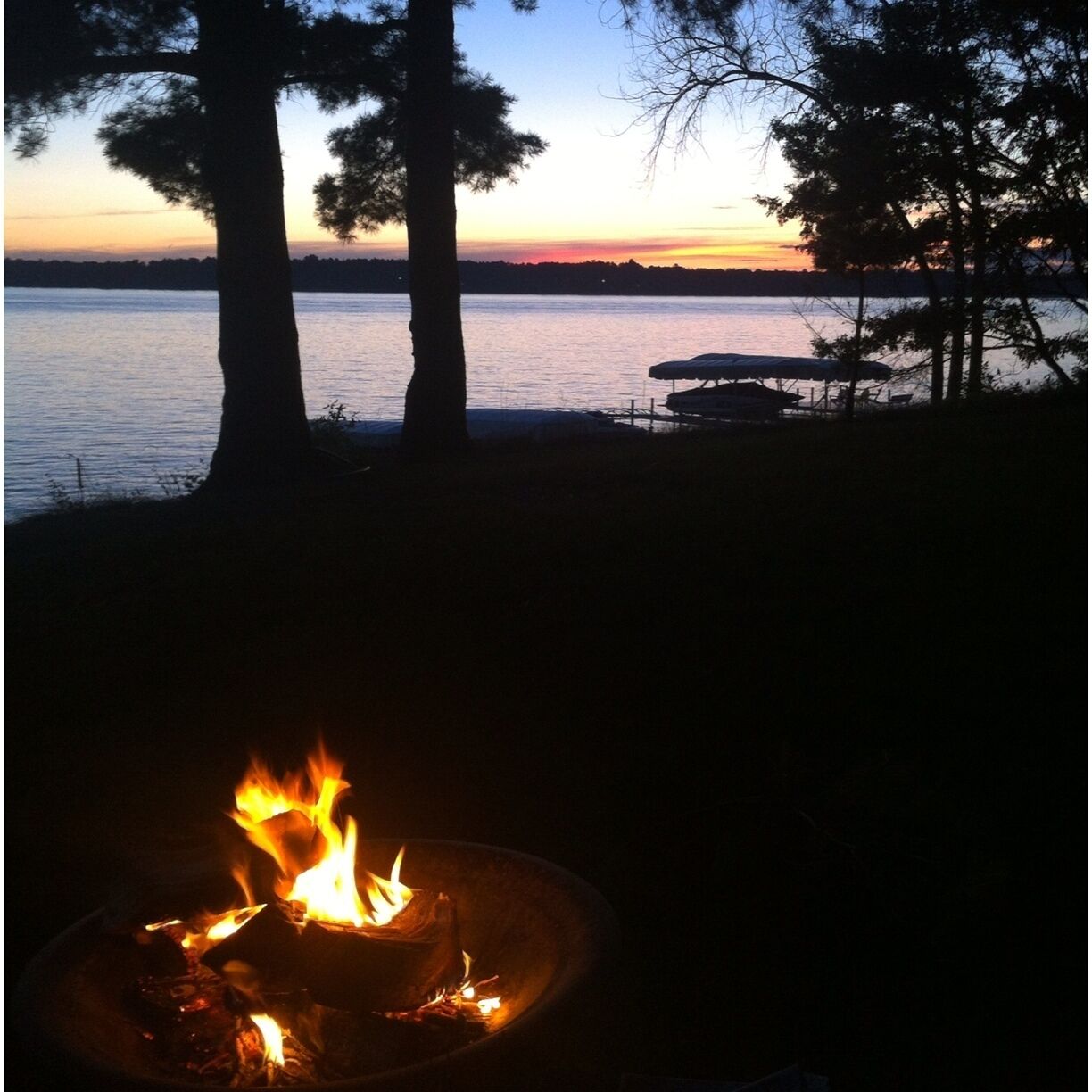 Campfire looking over Crosslake