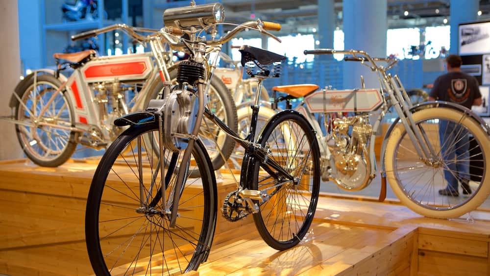 Vintage Fahrräder in einer Museumsausstellung.