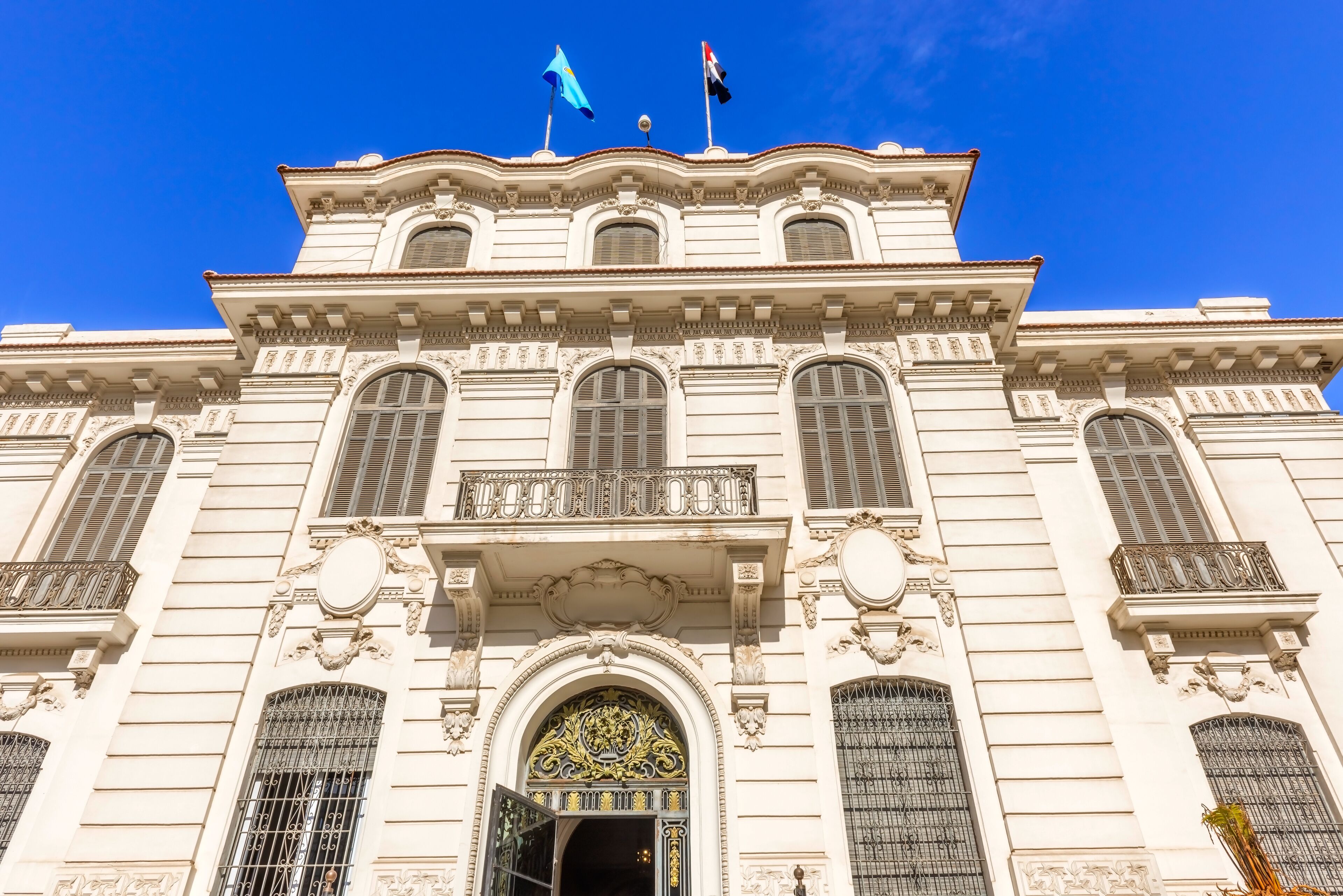 Facade of the Natinal museum in Alexandria, Egypt.