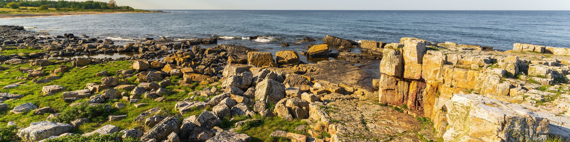 Rocky coastline of Varhallen - Tobisvik on the Swedish east coast. Popular tourist destination for camping, fishing and hiking.