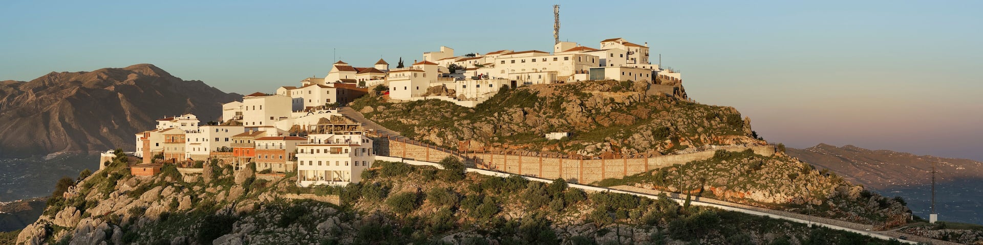 panoramic view of Comares, Malaga. Andalusia, Spain