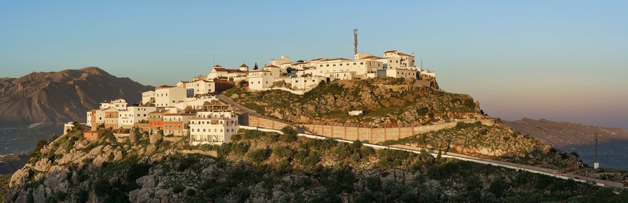 panoramic view of Comares, Malaga. Andalusia, Spain