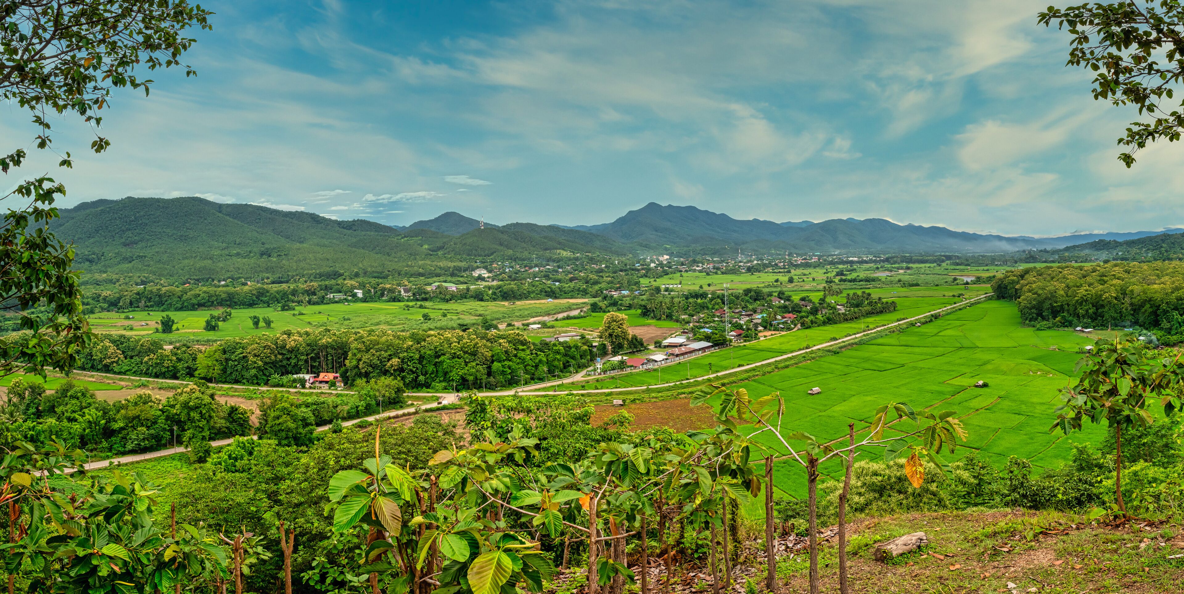 Panoramic view of Mae Sariang district, Mae Hong Son Province, T
