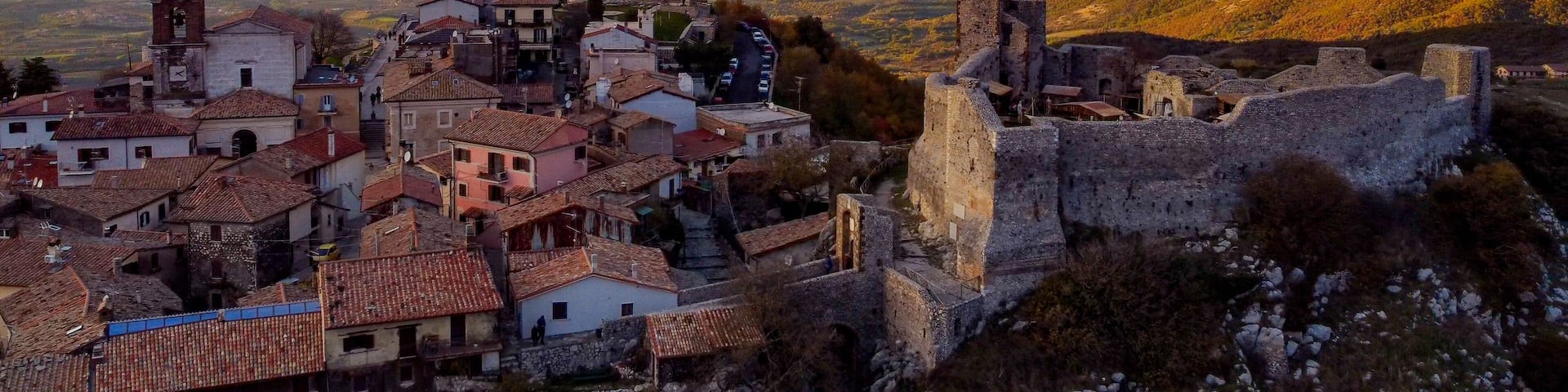 Castel S.Pietro Romano, Lazio, Italy. Aerial drone view.