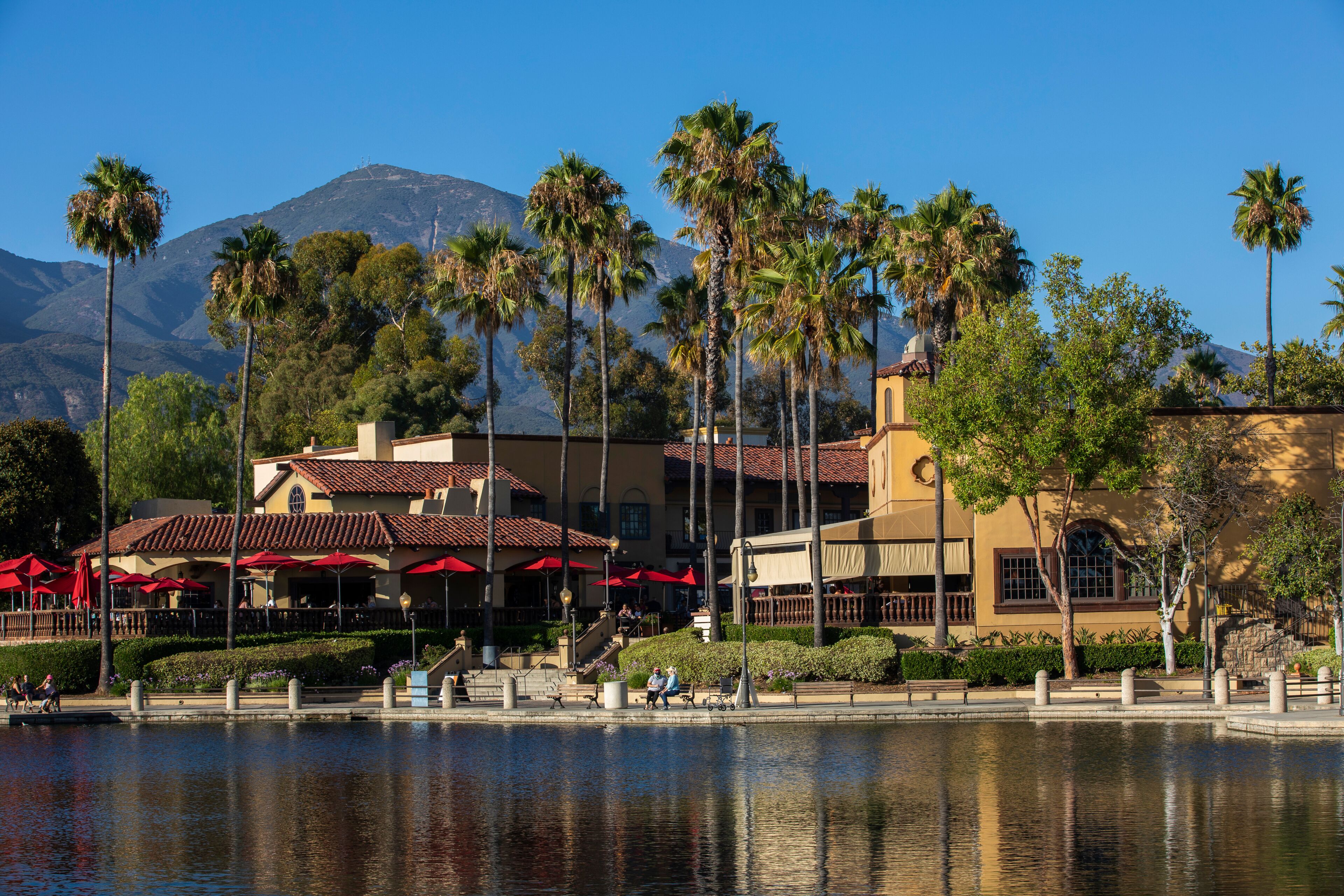 Afternoon view of the downtown area of Rancho Santa Margarita, California, USA.