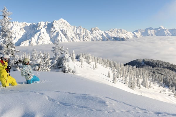Saalbach-Hinterglemm Ski Resort featuring mist or fog, snow and snow skiing
