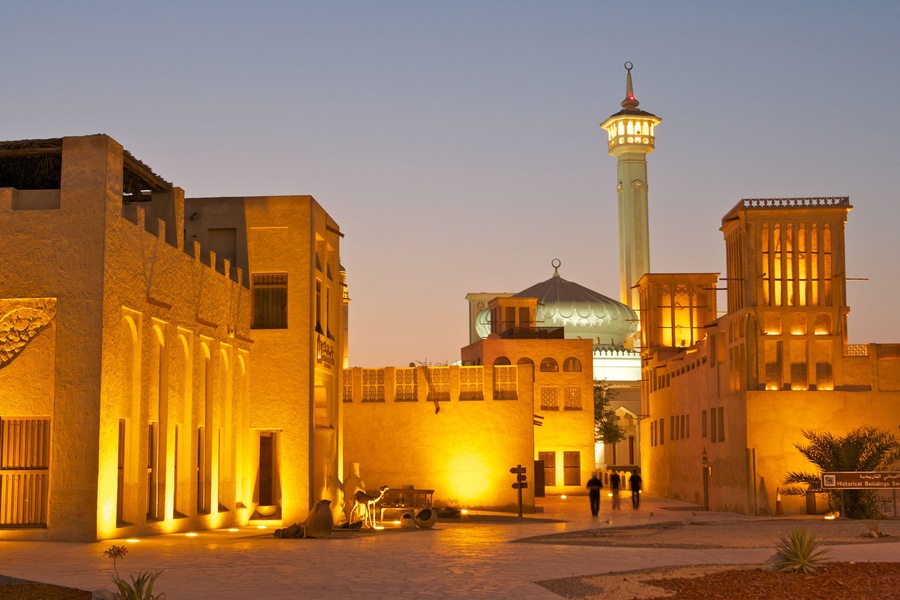 The old merchant quarter of Bastakiya in Dubai, United Arab Emirates