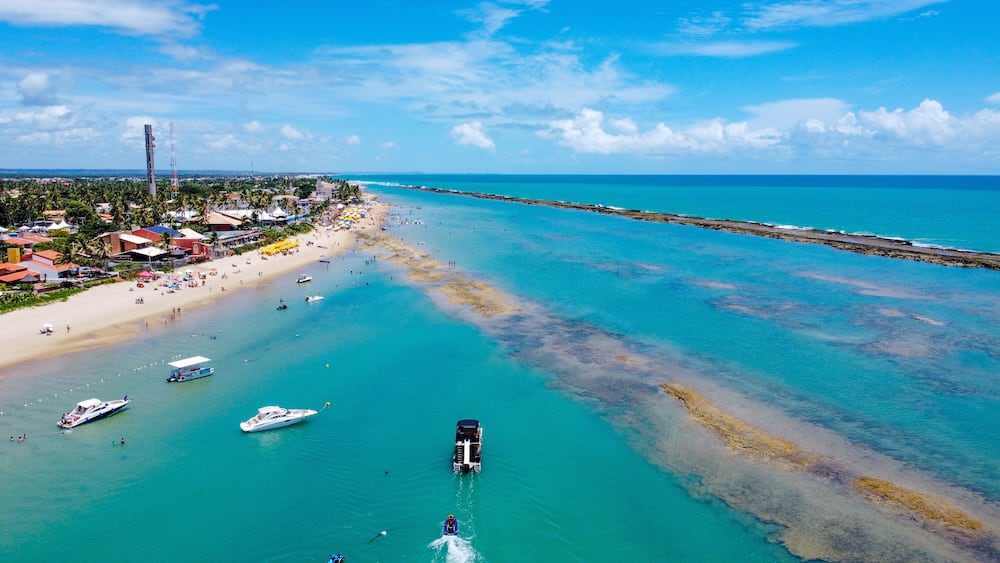Vista área da Barra de São Miguel, Alagoas. Brasil.