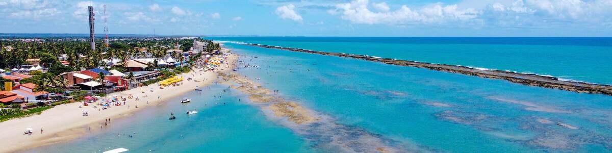 Vista área da Barra de São Miguel, Alagoas. Brasil.