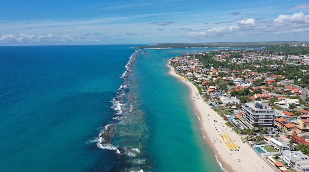 Fantastic aerial view of Barra de Sao Miguel beach on a sunny summer day in February 2026 near Maceio City. Alagoas State, Brazil