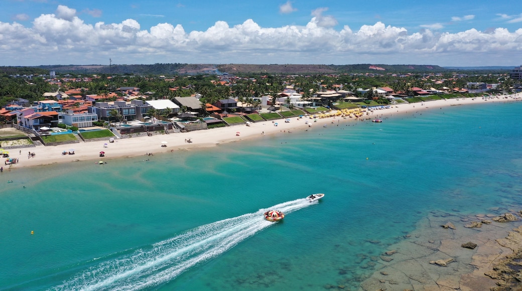 Fantastic aerial view of Barra de Sao Miguel beach on a sunny summer day in February 2026 near Maceio City. Alagoas State, Brazil