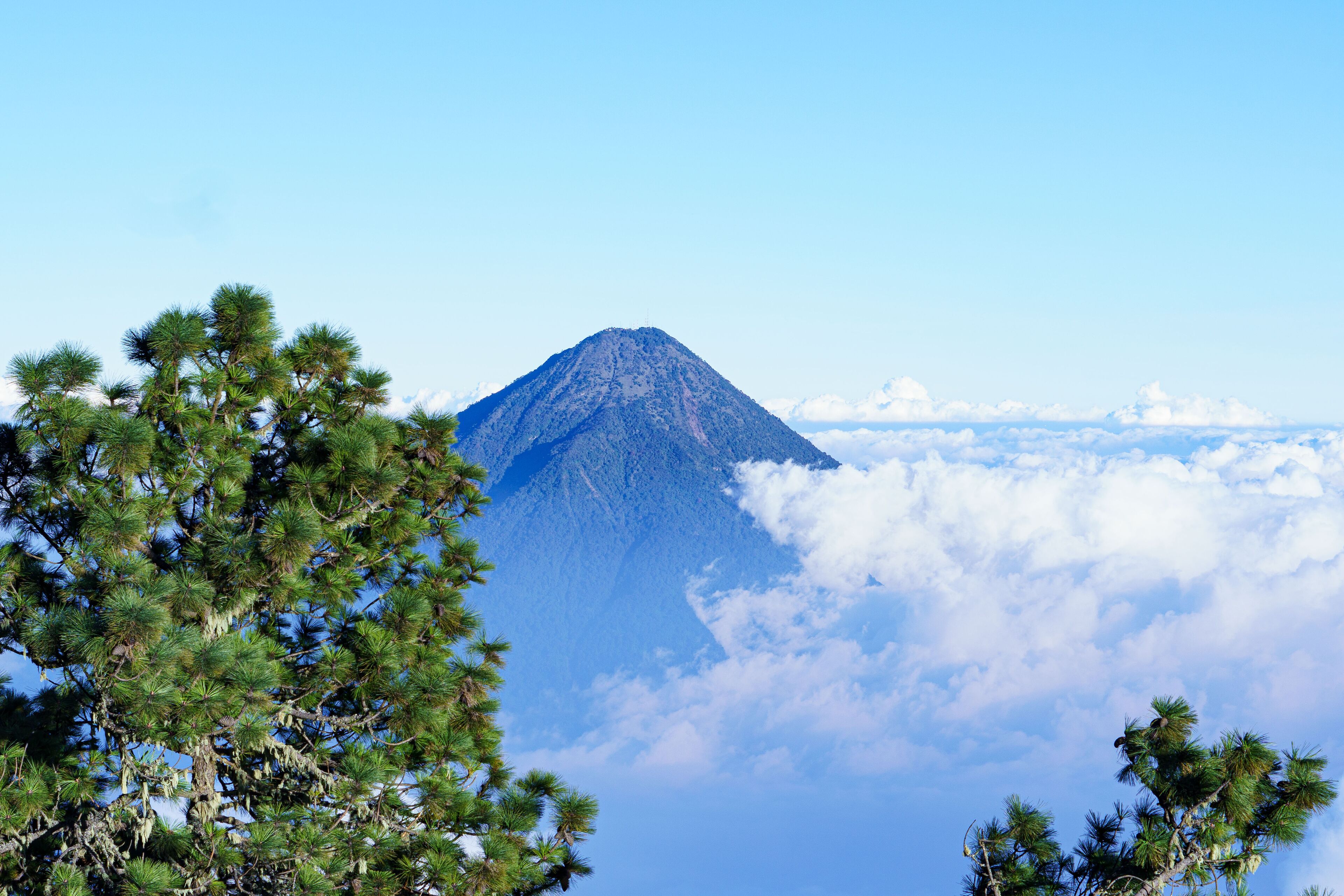 View of the nature environment from the Acatenango Volcano in Alotenango, Guatemala.