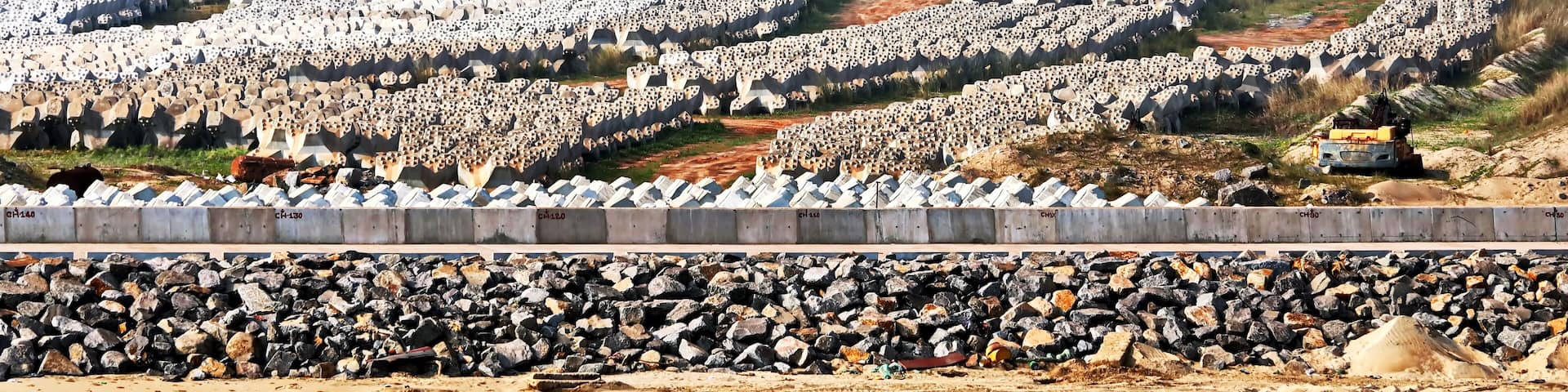 Various views of the port, piers, terminal of the Port of Gopalpur, India, November, 2020.
