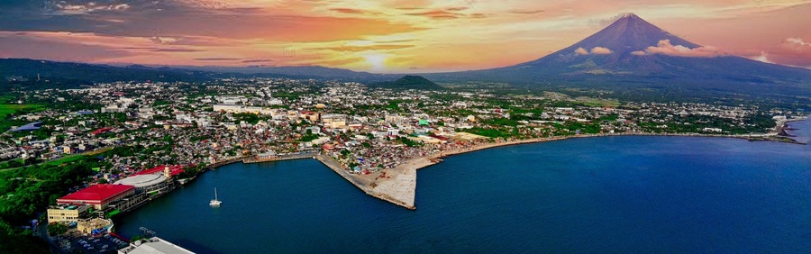 Sunset Sunrise Legazpi City Port Mayon Volcano Seaside in Legazpi City Albay Philippines