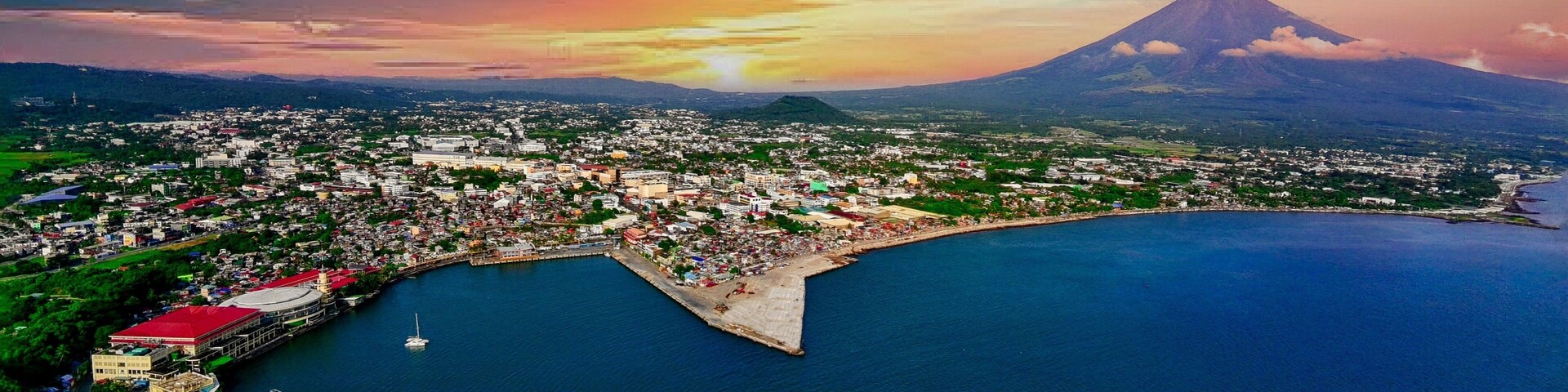 Sunset Sunrise Legazpi City Port Mayon Volcano Seaside in Legazpi City Albay Philippines