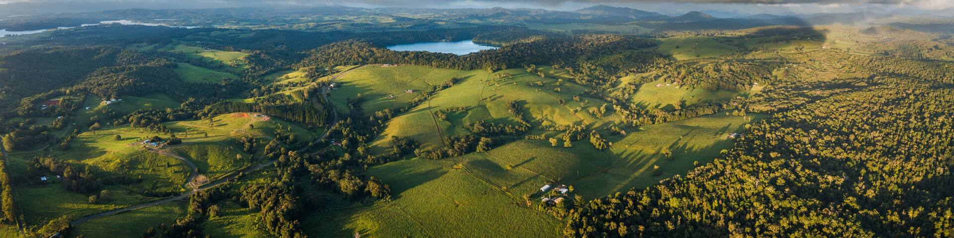 Aerial panoramic view of Atherton Tablelands, Queensland, Australia