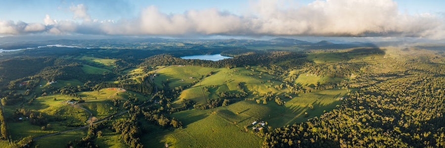 Aerial panoramic view of Atherton Tablelands, Queensland, Australia