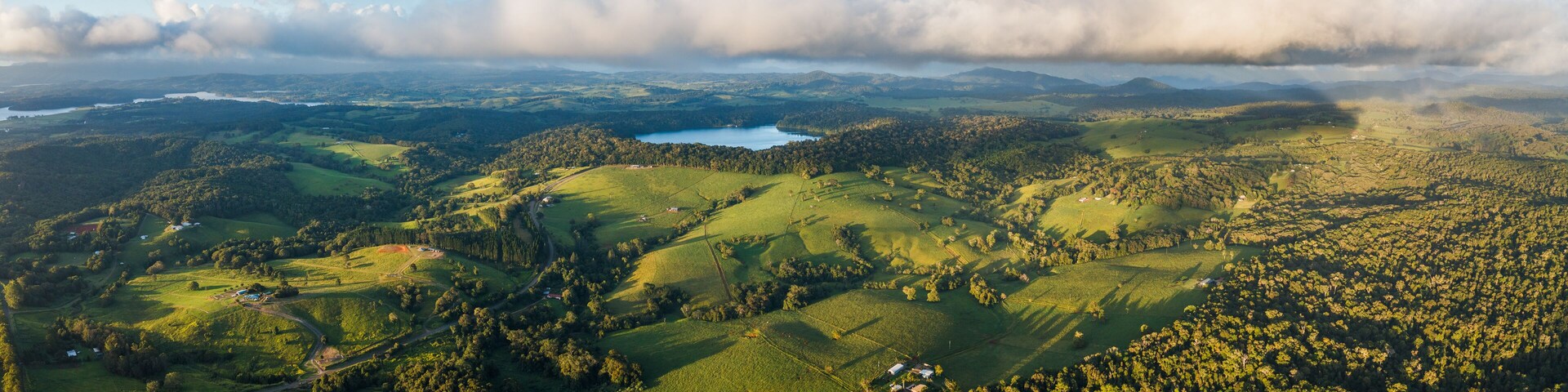 Aerial panoramic view of Atherton Tablelands, Queensland, Australia