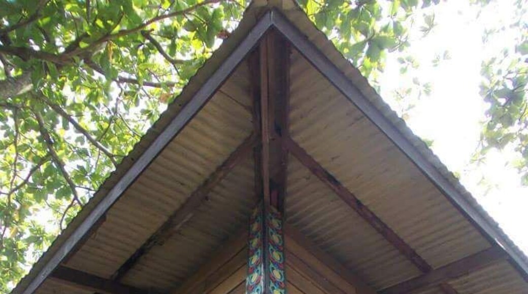 This is an example of a Maranao #house called 'torogan' - a house for people of high social status. This #decorative feature is called 'panolong', decorated with 'okir' carvings, with multi-color palettes dominated by #blue color. See this at Nayong Pilipino, an hour drive away from Manila.