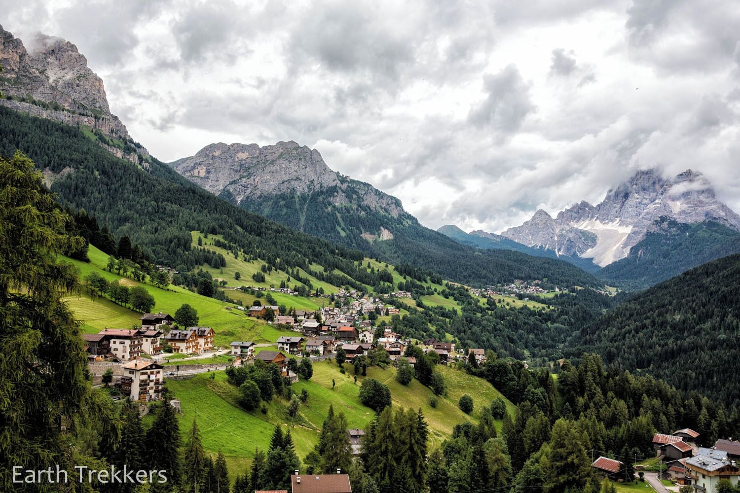 This is Selva Di Cadore, a small town in the Dolomites of Italy. This is such a gorgeous corner of the world. We made this our home base and from here went on several hikes in the Dolomites. To learn more, check out this link: http://www.earthtrekkers.com/hiking-the-lagazuoi-tunnels-dolomites/