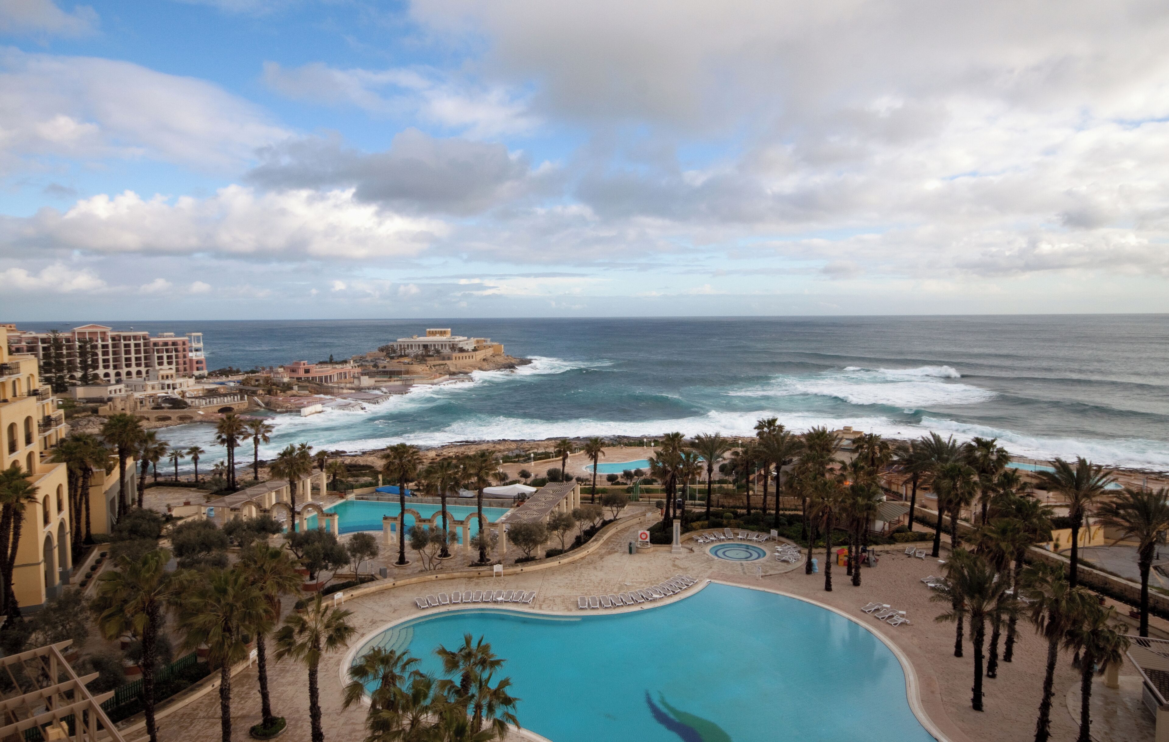 View from our bedroom balcony, Hilton Hotel St Julian Malta