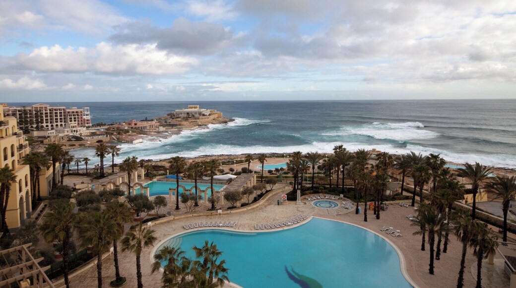 View from our bedroom balcony, Hilton Hotel St Julian Malta