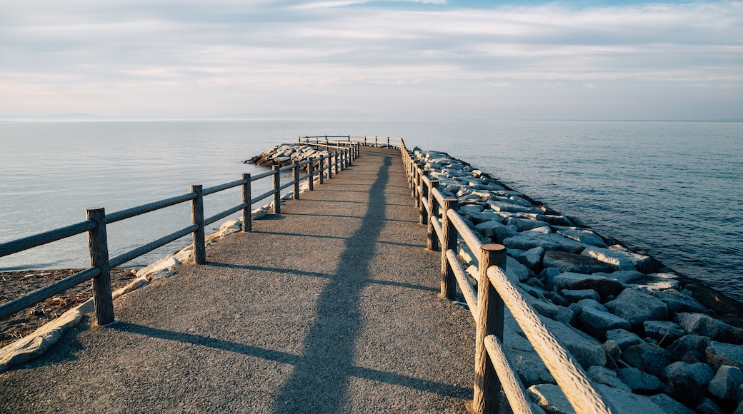 Futaminoura bay and seaside road in Ise, Mie, Japan