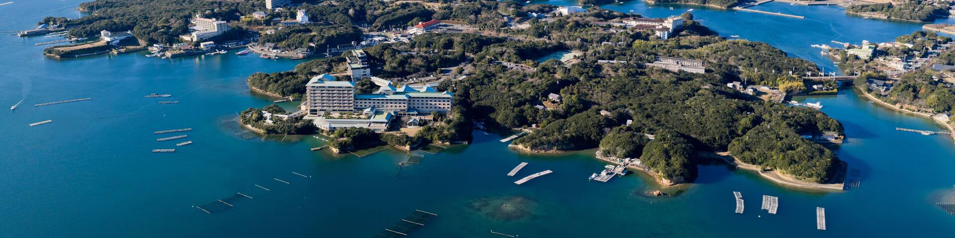 Aerial View of Kashikojima Island and Luxury Resorts in Ago Bay, Shima, Japan