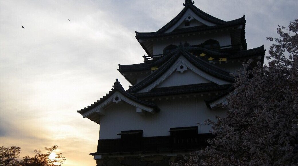 This lovely castle is the perfect place to see blooming cherry blossoms and watch the sunset over Lake Biwa #GoldenHour