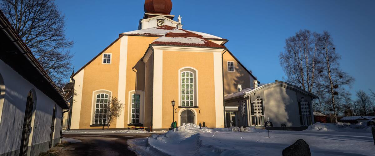 Leksand - March 30, 2018: The church of the town of Leksand in Dalarna, Sweden