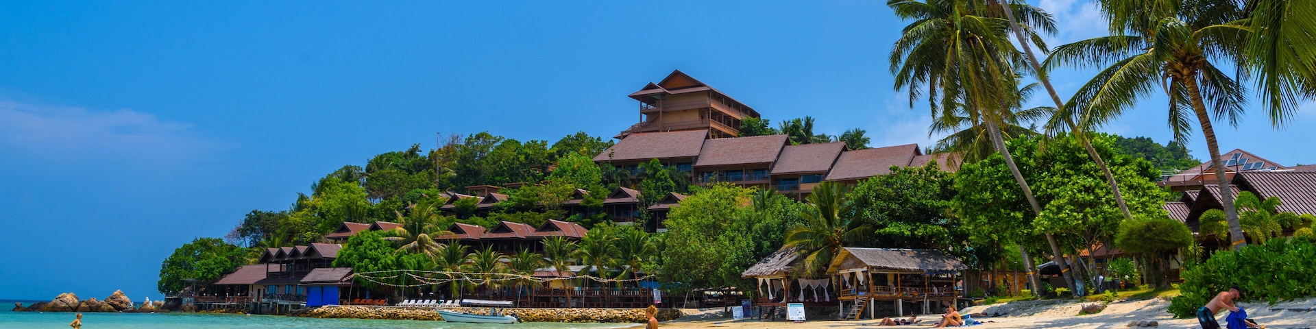 People swimming on Haad Yao beach, Koh Phangan island, Suratthan