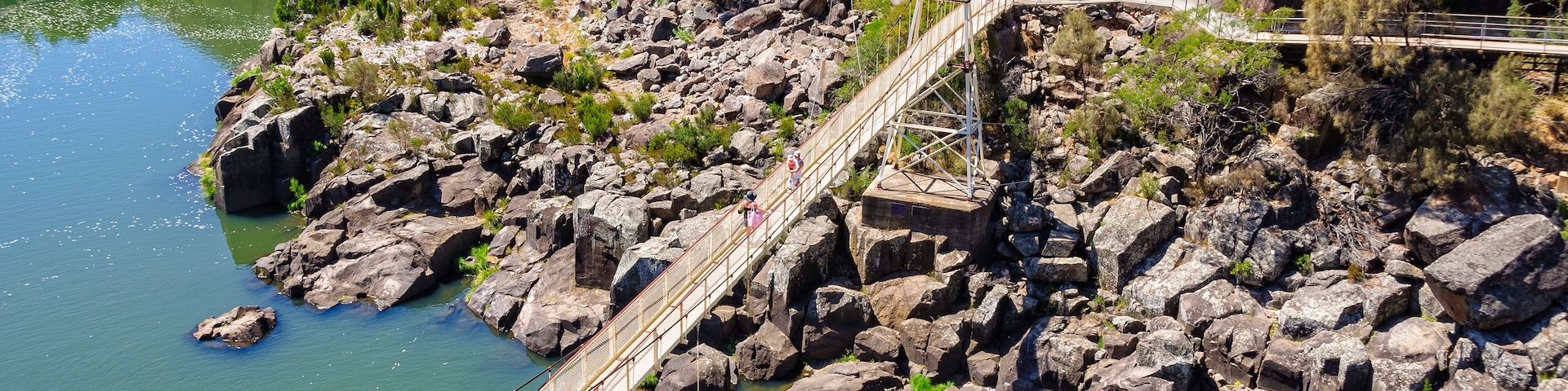 Alexandra Suspension bridge at Cataract Gorge's First Basin - Launceston, Tasmania, Australia, Shutterstock ID 741101656, Purchase Order: -