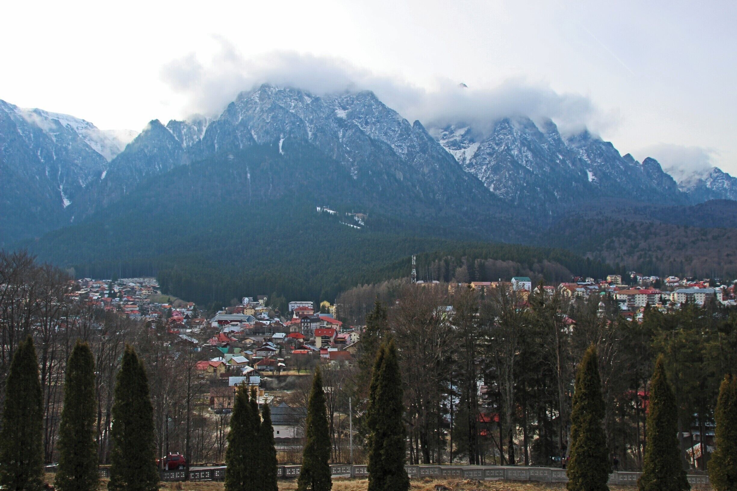 The small resort town of Busteni as seen from the terrace of the Cantacuzino Castle
