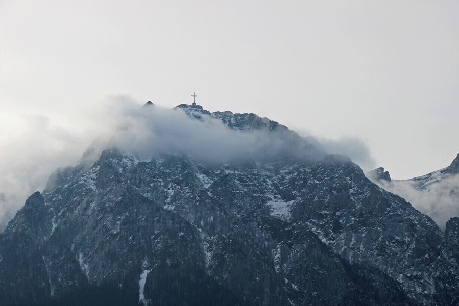 Caraiman Cross as seen from Busteni in the Bucegi Mountains