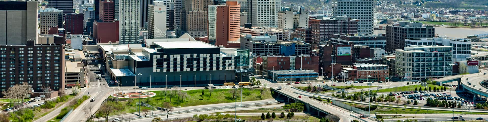 Aerial View of Cincinnati Ohio from the West