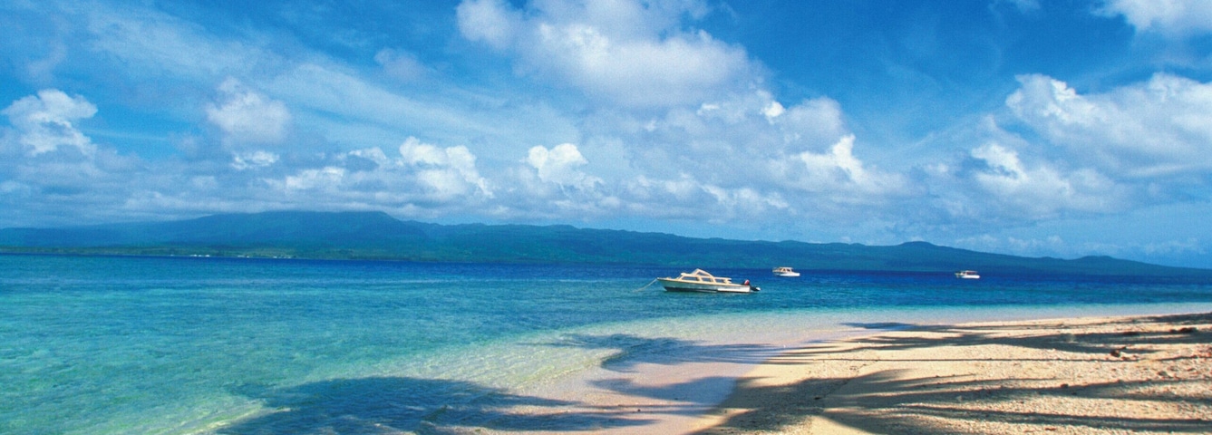 Shadows of palm trees on the beach, Qamea Island, Fiji