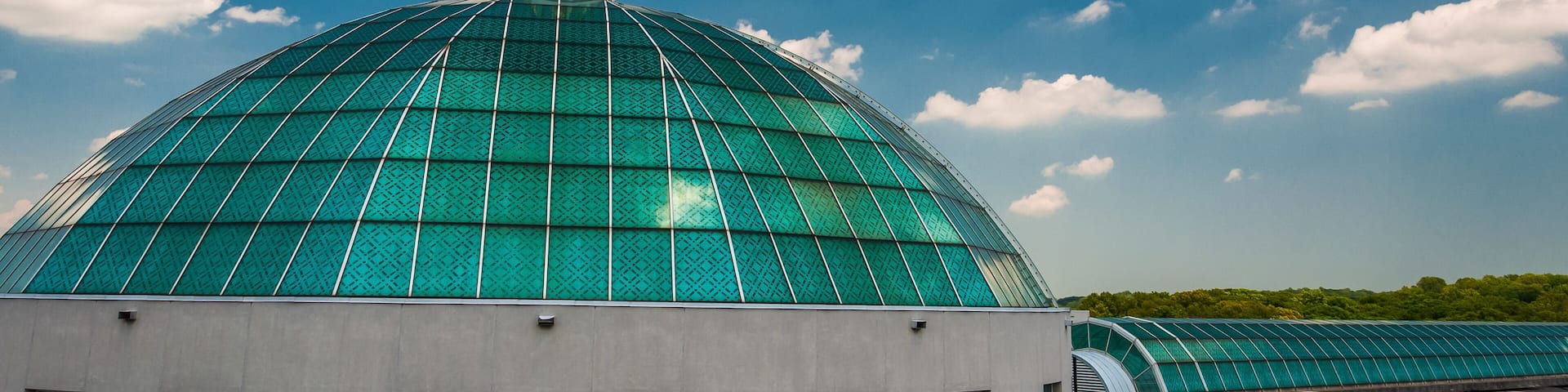 Dome and beautiful summer sky at Towson Town Center, Maryland.