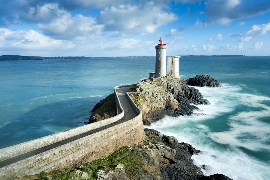 View of the Phare du petit minou in Plouzane, Brittany, France