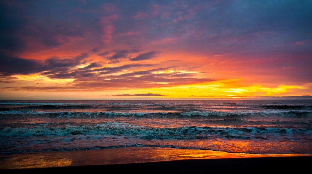 Colorful sunset in the Black Sea, Poti, Georgia